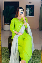 Urban Cut 2 Piece Lawn Embellished Co- Ord Set with Farshi Shalwar