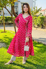 Urban Cut 2 Piece Cotton Printed Angrakha Suit