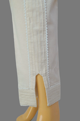 Urban Cut Linen Ivory Fabric Stitched Trouser with embroidery laces - 100% Cotton - Pre Shrinked