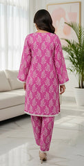 Ahlam By Safa Textile Magenta-Printed Co-Ord-Set