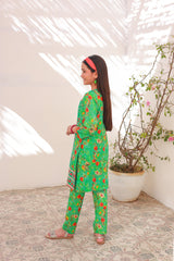 Khanak Kids Apple Green Embroidered 2pcs suit-KST 010