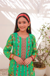 Khanak Kids Apple Green Embroidered 2pcs suit-KST 010