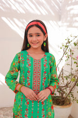 Khanak Kids Apple Green Embroidered 2pcs suit-KST 010