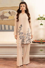 Zebaish By Stitch Vibes Stitched 2 Piece Co Ords Set Suit-Ivory Co-Ord set