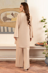 Zebaish By Stitch Vibes Stitched 2 Piece Co Ords Set Suit-Ivory Co-Ord set