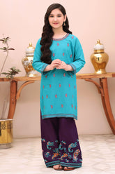 Fresh Bird Stitched 2 Piece Emb Festive Summer Kids Suit-Izha