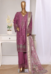 Bin Saeed Stitched 3 Piece Luxury Jacquard Suit-JAQ-2578 PURPLE