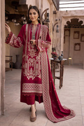 Palaash by Johra Unstitched 3 Piece Embroidered Leather Peach Suit-JH-444