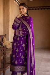 Palaash by Johra Unstitched 3 Piece Embroidered Leather Peach Suit-JH-447