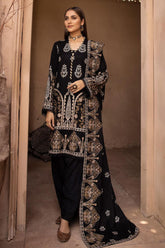 Palaash by Johra Unstitched 3 Piece Embroidered Leather Peach Suit-JH-448