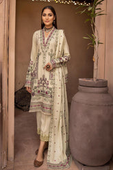 Palaash by Johra Unstitched 3 Piece Embroidered Leather Peach Suit-JH-452