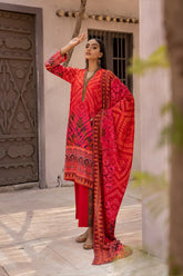 Desire by Johra Unstitched 3 Piece Digital Printed Leather Peach Suit-JH-61