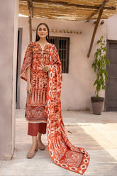 Desire by Johra Unstitched 3 Piece Digital Printed Leather Peach Suit-JH-62