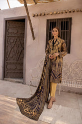Desire by Johra Unstitched 3 Piece Digital Printed Leather Peach Suit-JH-64