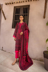 Desire by Johra Unstitched 3 Piece Digital Printed Leather Peach Suit-JH-65