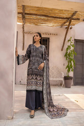 Desire by Johra Unstitched 3 Piece Digital Printed Leather Peach Suit-JH-66