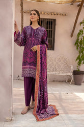 Desire by Johra Unstitched 3 Piece Digital Printed Leather Peach Suit-JH-67