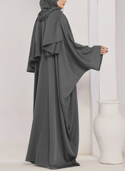 Hijab Ul Hareem Grey Stone Work Jilbab - JILBAB-C-1021