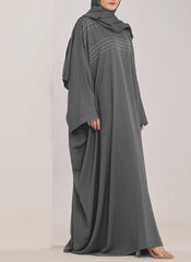 Hijab Ul Hareem Grey Stone Work Jilbab - JILBAB-C-1021