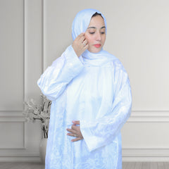 Bustangi White Jacquard Abaya