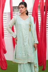 Eid E Milan By Al Siyaab Stitched 3 Piece Formals Suit-Janaan-Mint Green