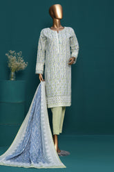 HZ Stitched 3 Piece Emb Chikankari Khaddar Suit-KE-917