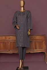 HZ Basics Stitched 2 Piece Solids Emb Khaddar Co Ords Suit-KEC-111