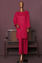 HZ Basics Stitched 2 Piece Solids Emb Khaddar Co Ords Suit-KEC-116