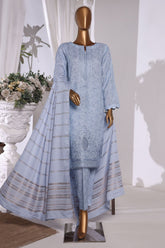 HZ Unstitched 3 Piece Emb Khaddar With Shawl Suit-KES-68