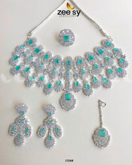 Kiara Advani Bridal Set Silver Mint Green - Zeesy Jewellery