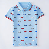 Kjunction Boys Half Sleeves Polo T-Shirt (Car-All-Over)