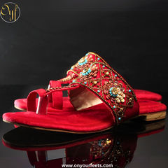 On Your Feets KolaPuri-Red Kolhapuri