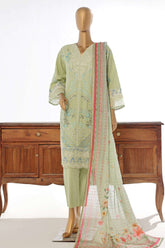 Bin Saeed Stitched 3 Piece Luxury Plain Cotton Collection-LF-133-C-Pista