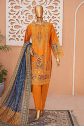 Bin Saeed Stitched 3 Piece Luxury Emb Lawn Suit-LF-742-Orange