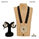 LOTUS NECKLACE-0497 Crystal Black - Zeesy Jewellery