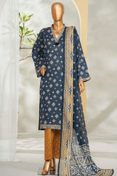 Bin Saeed Stitched 3 Piece Exclusive Printed Lawn Vol-01 Suit-LSM-2680 BLUE