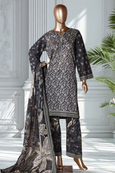Bin Saeed Stitched 3 Piece Exclusive Printed Lawn Vol-02 Suit-LSM-2721-Black