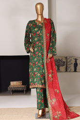 Bin Saeed Stitched 3 Piece Exclusive Printed Lawn Vol-03 Suit-LSM-2829-GREEN