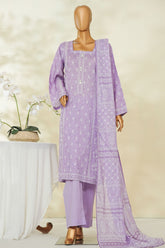 Bin Saeed Stitched 3 Piece Exclusive Printed Lawn Vol-04 Suit-LSM-2831-PURPLE