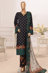 Bin Saeed Stitched 3 Piece Luxury Printed Lawn Vol-05 Suit-LSM-2835-BLACK