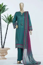 Bin Saeed Stitched 3 Piece Exclusive Printed Lawn Vol-07 Suit-LSM-2871-C.GREEN
