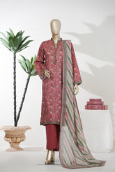 Bin Saeed Stitched 3 Piece Exclusive Printed Lawn Vol-08 Suit-LSM-2881-Red