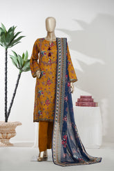 Bin Saeed Stitched 3 Piece Exclusive Printed Lawn Vol-08 Suit-LSM-2882-Mustard