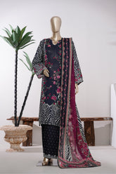 Bin Saeed Stitched 3 Piece Exclusive Printed Lawn Vol-09 Suit-LSM-2905-Black