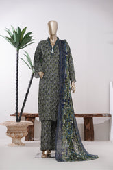 Bin Saeed Stitched 3 Piece Exclusive Printed Lawn Vol-09 Suit-LSM-2912-Black