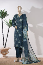 Bin Saeed Stitched 3 Piece Exclusive Printed Lawn Vol-09 Suit-LSM-2920-Navy Blue