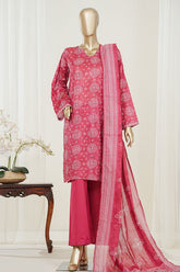 Bin Saeed Stitched 3 Piece Exclusive Printed Lawn Vol-10 Suit-LSM-2981-RED