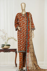 Bin Saeed Stitched 3 Piece Exclusive Printed Lawn Vol-10 Suit-LSM-2982-MUSTARD