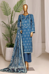 Bin Saeed Stitched 3 Piece Exclusive Printed Lawn Vol-10 Suit-LSM-3031-BLUE