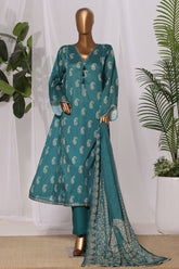 Bin Saeed Stitched 3 Piece Printed Lawn Frock Vol-03 Suit-LSM-3076-Green